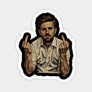 VINTAGE Leon Draisaitl Smoking MIDDLE FINGER BLACK WHITE 90 Magnet