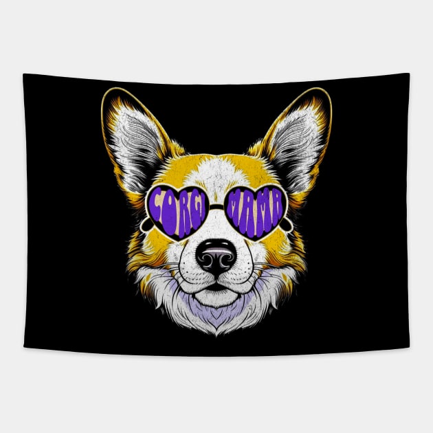 Corgi MAMA Tapestry by CloudEagleson