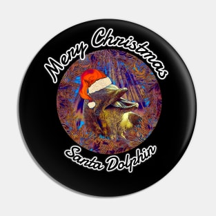 Merry Christmas Santa Dolphin Pop Art Pin