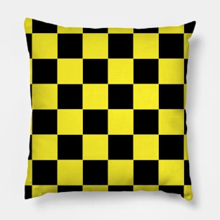 Checkered Square Seamless Pattern - Black & Yellow Pillow