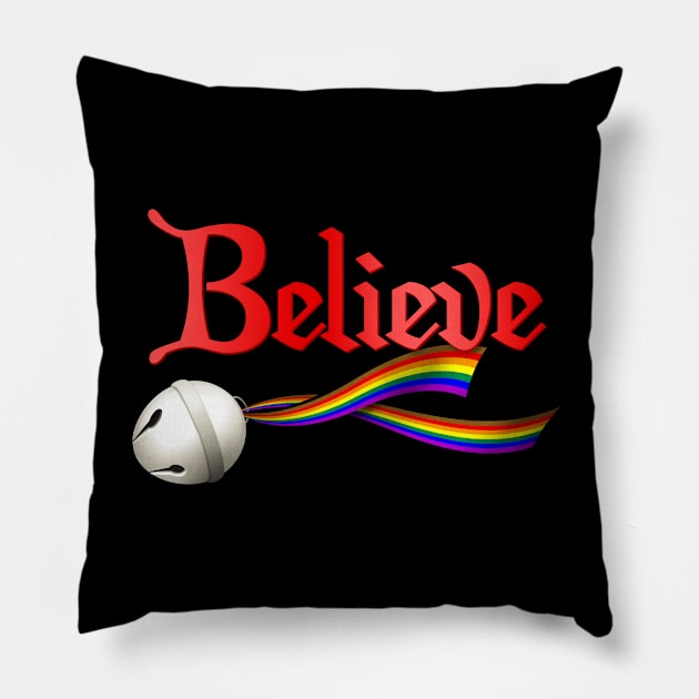 Believe Philly LGBTQ Pride Jingle Bell Pillow by wheedesign
