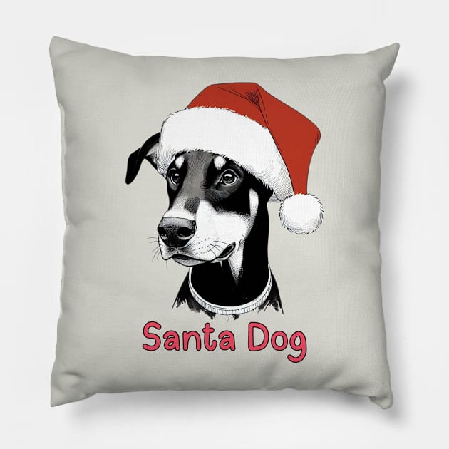 Santa Dog - Doberman Pinscher Pillow by ZogDog Pro