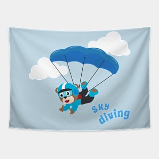 Vector illustration of a cute skydiver Tapestry