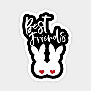 Best Friends BFF - Easter Bunnies Love Couple Magnet
