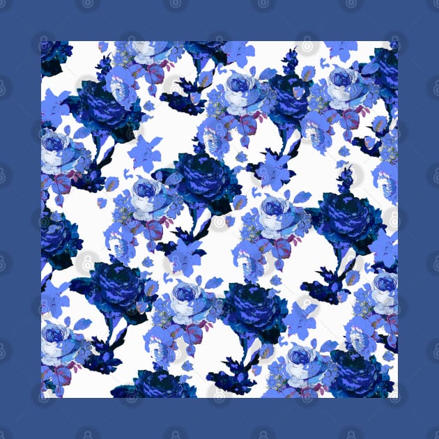 ROSES ROSES BLUE AND WHITE TOILE by Overthetopsm