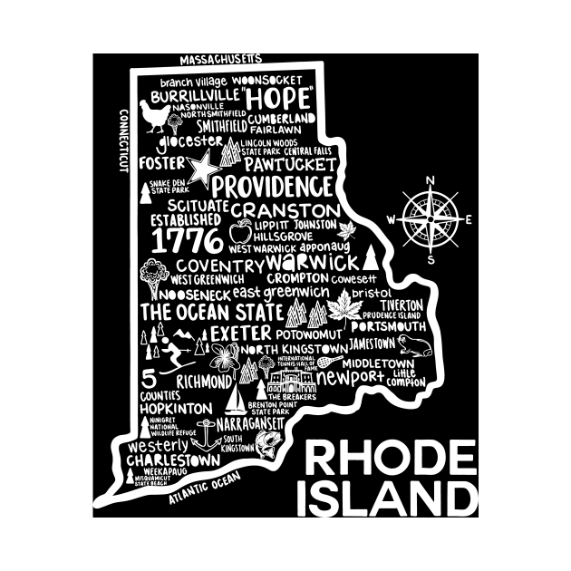 Rhode Island Map by fiberandgloss