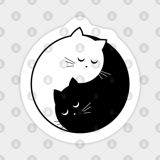 Yin Yang Cats Black And White Magnet by VecTikSam