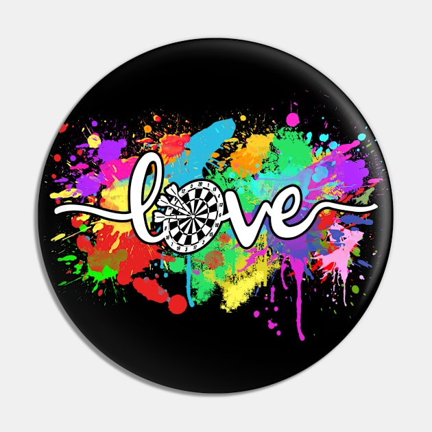 Darts Love Colorful Typography Dart throwing Sport Pin by mohazain