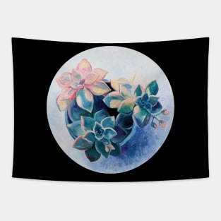 Pastel Succulents - an oil painting on canvas Tapestry