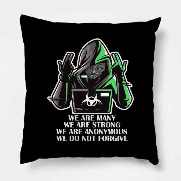 Cyber Security Hackers - We are Anonymous. We are Legion. We do not forgive. Expect us. Pillow by Cyber Club Tees