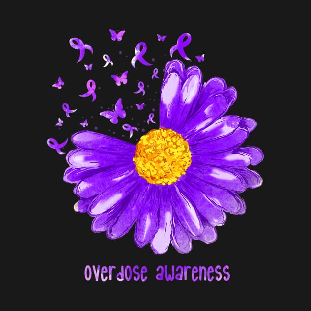 Daisy Butterfly Purple Ribbon Overdose Awareness by hony.white