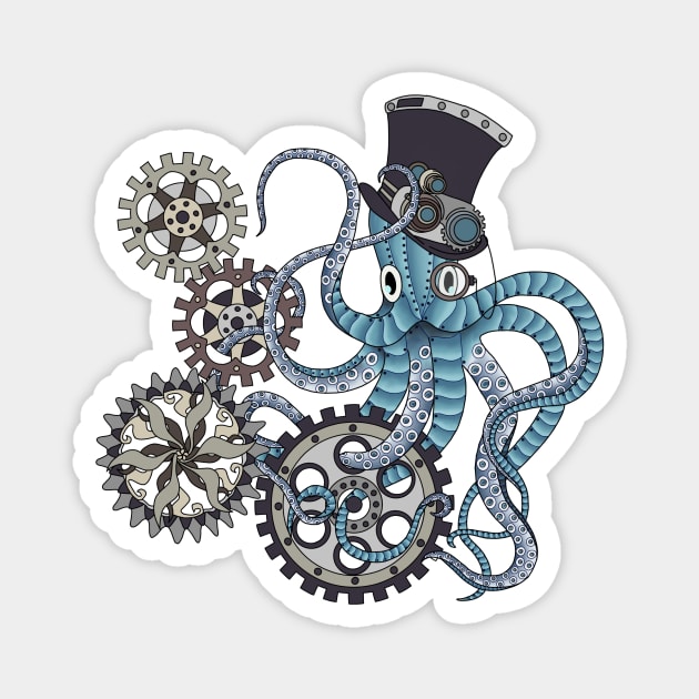 Mr. Steampunk octopus Magnet by paviash