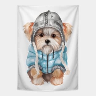 Watercolor Cozy Yorkshire Terrier Dog Tapestry