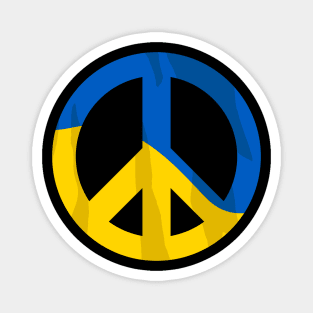 Retro Ukraine Peace Sign with Ukraine Flag Overlay Design Magnet