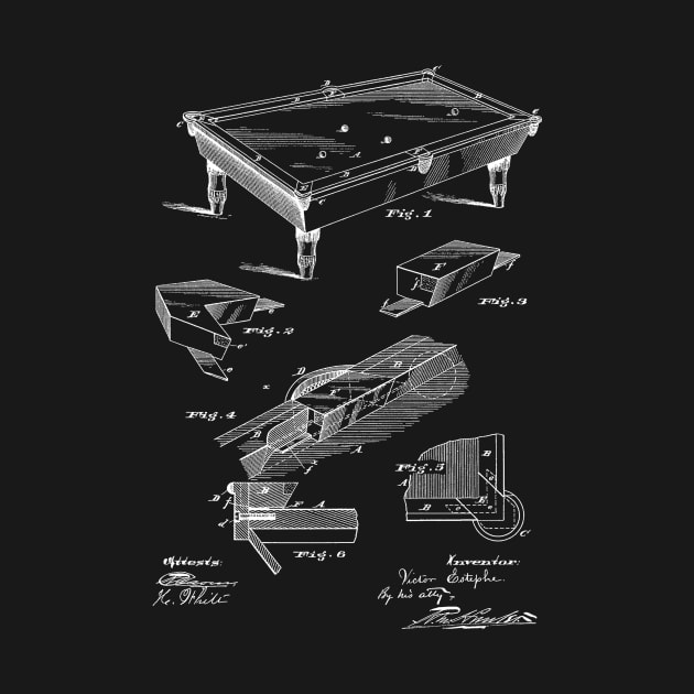 Billiard Table Chuck Vintage Patent Hand Drawing by TheYoungDesigns