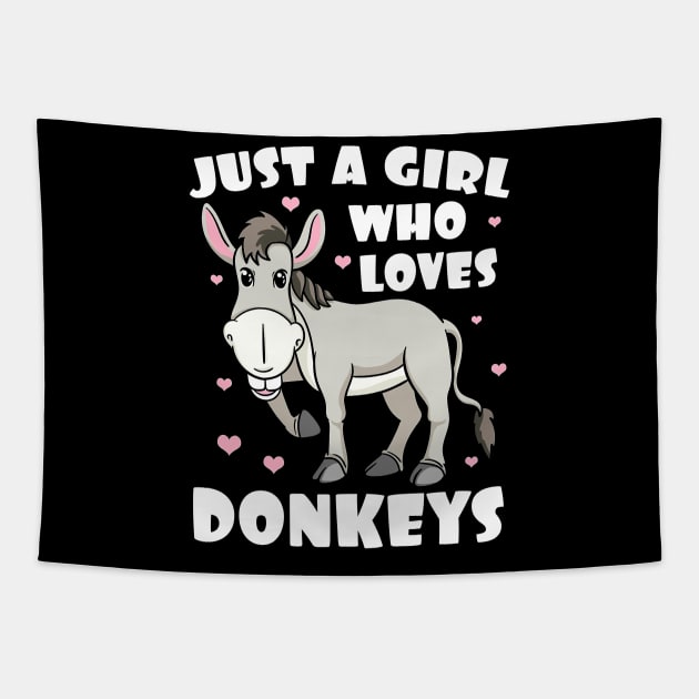 Farmer Girl Loves Donkey Tapestry by Tatjana  Horvatić
