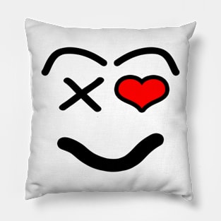 Funny love face - heart - red and black. Pillow