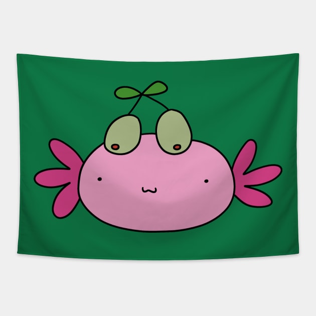 Olive Axolotl Face Tapestry by saradaboru