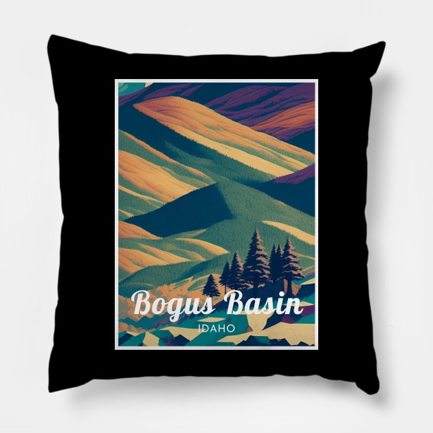 Bogus Basin Idaho United States ski Pillow by UbunTo