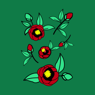 Red camellia blossoms T-Shirt