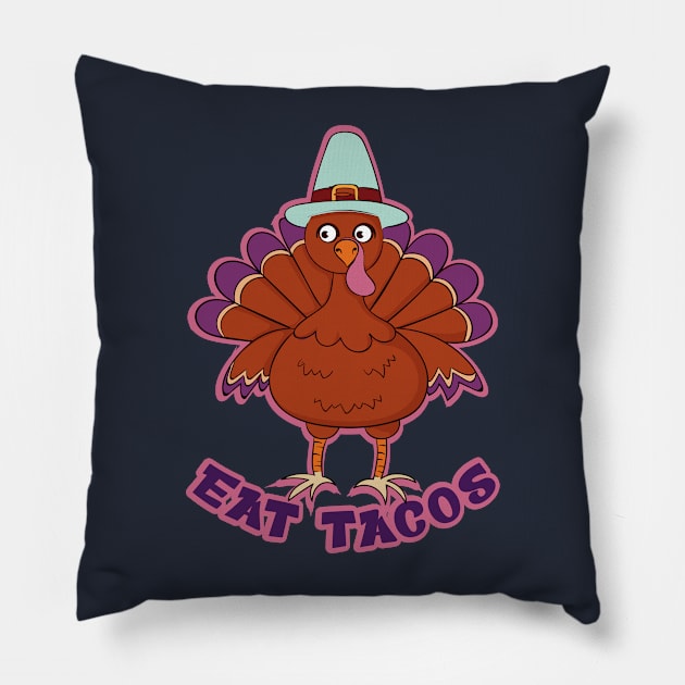 Save A Turkey Eat Tacos Mexican Funny Thanksgiving Pillow by Selva_design14