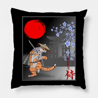 cat, Neko samurai Pillow