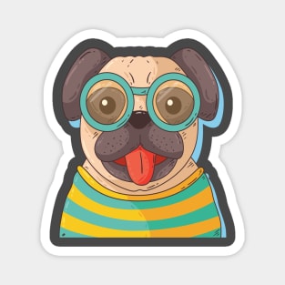 Pug With Glasses Magnet