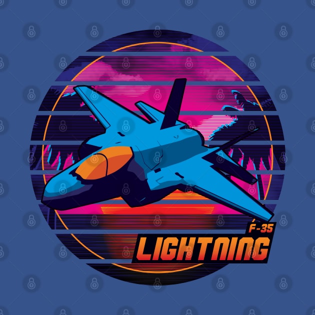 Neon Retro F-35 Lightning by patrickkingart