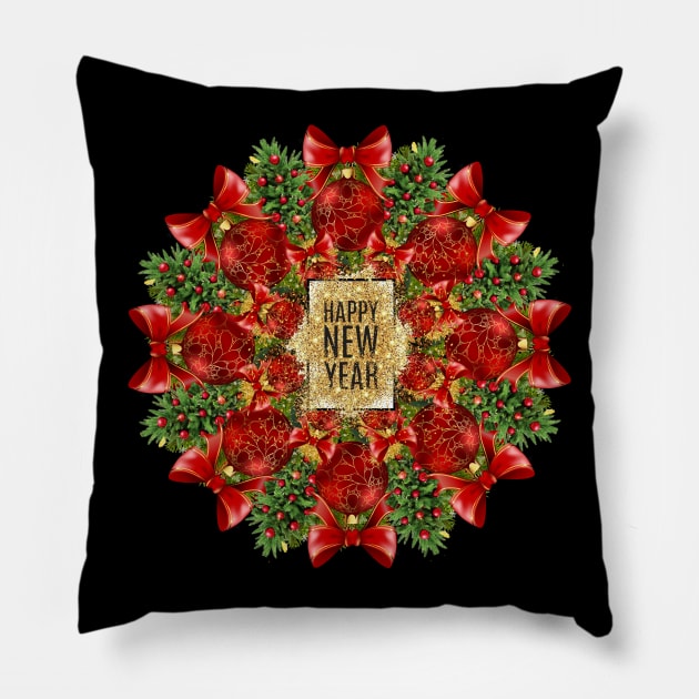 Happy New Year Mandala Pillow by burenkaUA