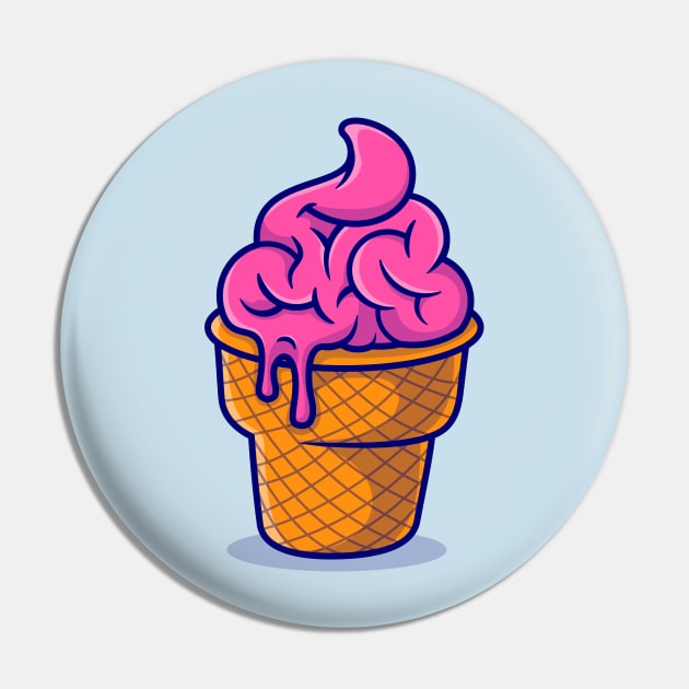 Cute Brain Ice Cream Cartoon Pin by Catalyst Labs