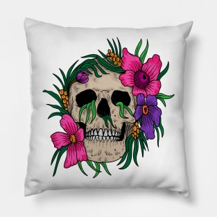 Woman Skull Flower Pillow
