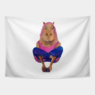 Capybara yoga Tapestry