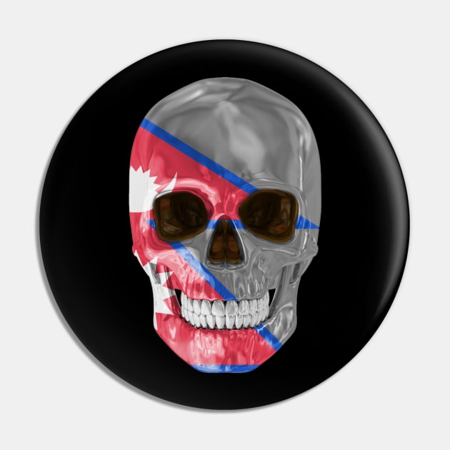 Nepal Flag Skull - Gift for Nepalese With Roots From Nepal Pin by Country Flags