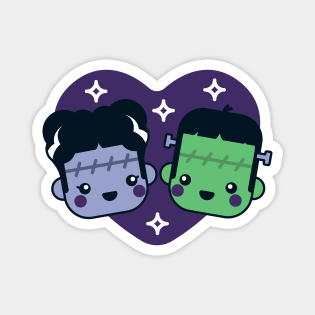 Kawaii Frankenstein's Monster and Bride of Frankenstein Magnet by SLAG_Creative