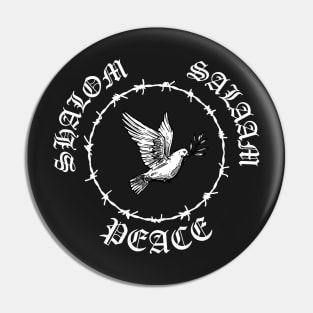 Shalom Salaam Peace Palestine Israel Hardcore Punk Pin