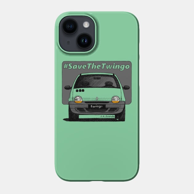 Drawing of the French utility - Renault Twingo - Phone Case