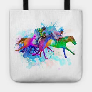 Watercolor Horseback Racers Tote