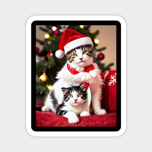 Christmas Cat - Modern Digital Art Magnet