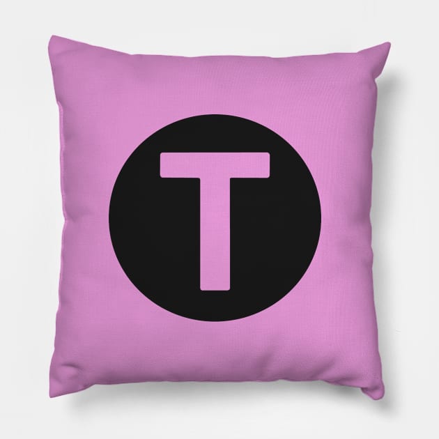 letter t pink Pillow by persa