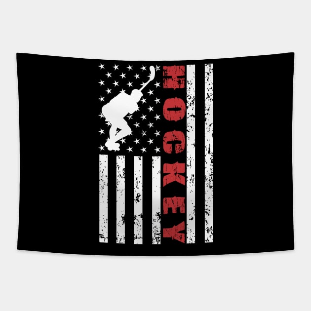 Hockey American Flag - US Sports Tapestry by Pannolinno