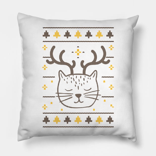 Funny Christmas Cat Design Pillow by LR_Collections