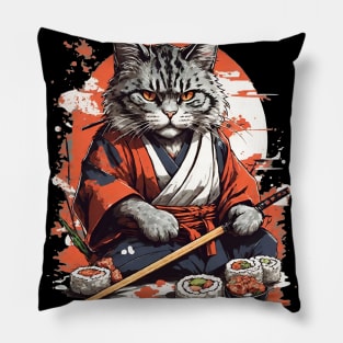 Cool Cat Sushi Art Pillow