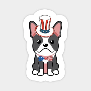 Funny french bulldog is wearing uncle sam hat Magnet