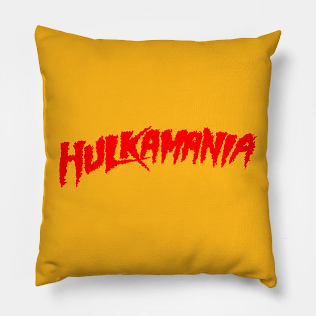 Hulkamania Red Pillow by mighty corps studio