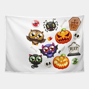 Halloween Cartoon Characters Mix Tapestry