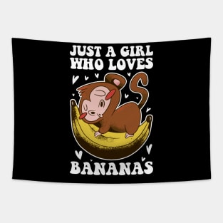 Girl Loves Bananas Funny Banana Gift Tapestry