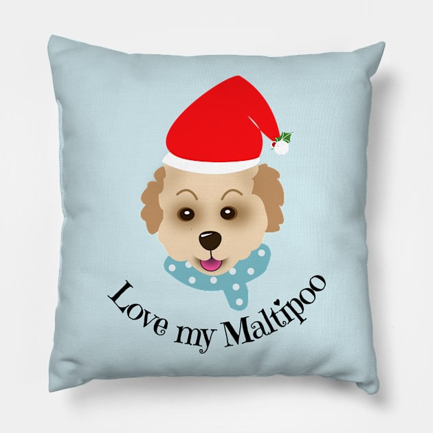 Christmas Maltipoo Pillow by designInk