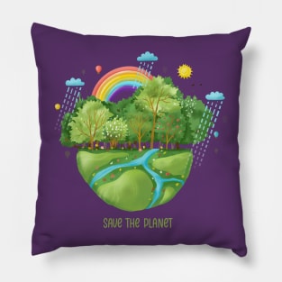 Save The Planet Illustration Pillow