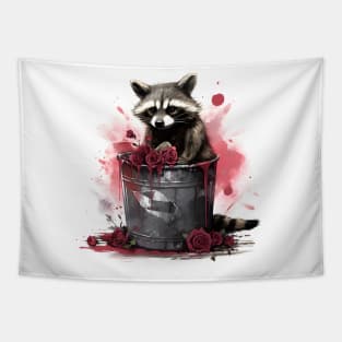 Sad raccoon Valentines day Tapestry