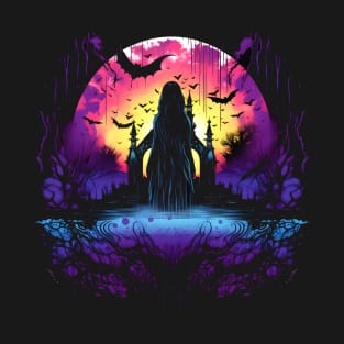 Gothic Lady Halloween Castle T-Shirt